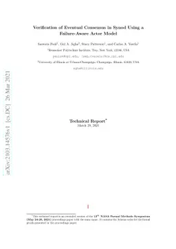 Verification of Eventual Consensus in Synod Using a Failure-Aware Actor
  Model