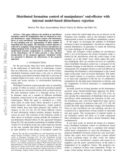 Distributed formation control of manipulators' end-effector with
  internal model-based disturbance rejection