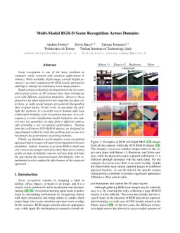 Multi-Modal RGB-D Scene Recognition Across Domains