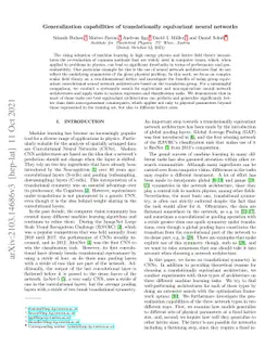 Generalization capabilities of translationally equivariant neural
  networks