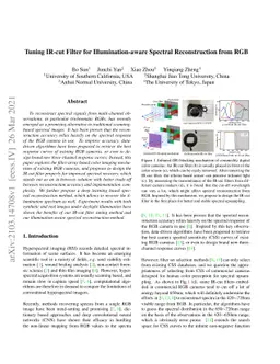 Tuning IR-cut Filter for Illumination-aware Spectral Reconstruction from
  RGB