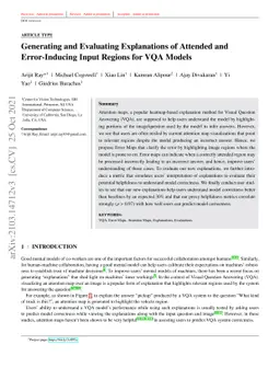 Generating and Evaluating Explanations of Attended and Error-Inducing
  Input Regions for VQA Models