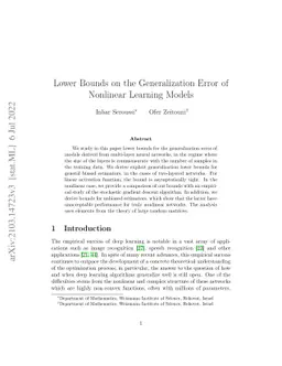 Lower Bounds on the Generalization Error of Nonlinear Learning Models