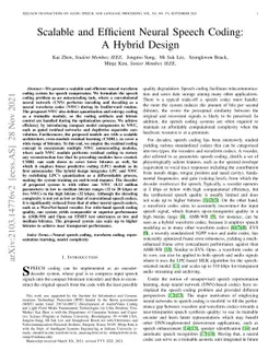 Scalable and Efficient Neural Speech Coding: A Hybrid Design
