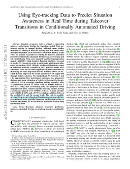 Using Eye-tracking Data to Predict Situation Awareness in Real Time
  during Takeover Transitions in Conditionally Automated Driving
