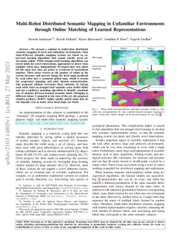 Multi-Robot Distributed Semantic Mapping in Unfamiliar Environments
  through Online Matching of Learned Representations