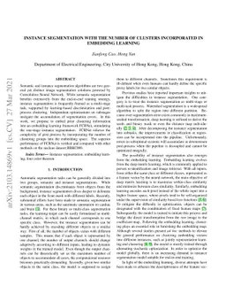 Instance segmentation with the number of clusters incorporated in
  embedding learning
