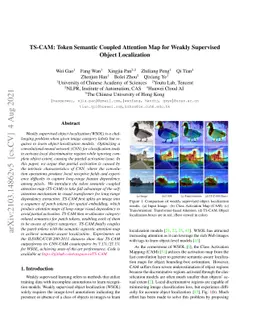 TS-CAM: Token Semantic Coupled Attention Map for Weakly Supervised
  Object Localization