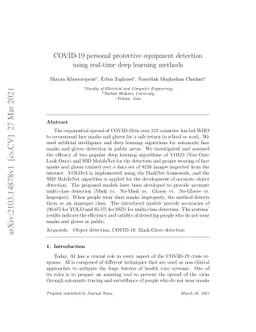 COVID-19 personal protective equipment detection using real-time deep
  learning methods