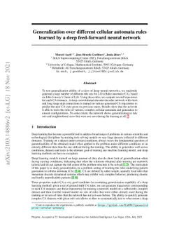 Generalization over different cellular automata rules learned by a deep
  feed-forward neural network