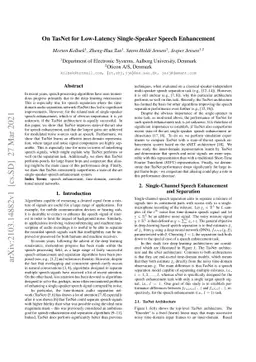 On TasNet for Low-Latency Single-Speaker Speech Enhancement