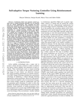 Self-adaptive Torque Vectoring Controller Using Reinforcement Learning