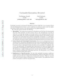 Unclonable Encryption, Revisited