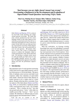 'Just because you are right, doesn't mean I am wrong': Overcoming a
  Bottleneck in the Development and Evaluation of Open-Ended Visual Question
  Answering (VQA) Tasks