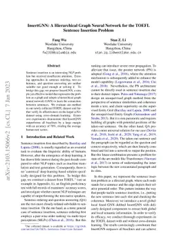 InsertGNN: Can Graph Neural Networks Outperform Humans in TOEFL Sentence Insertion Problem?