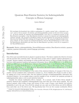 Quantum Bose-Einstein Statistics for Indistinguishable Concepts in Human
  Language