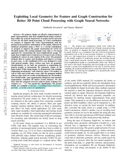Exploiting Local Geometry for Feature and Graph Construction for Better
  3D Point Cloud Processing with Graph Neural Networks