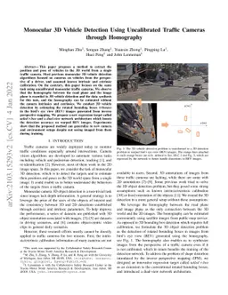 Monocular 3D Vehicle Detection Using Uncalibrated Traffic Cameras
  through Homography