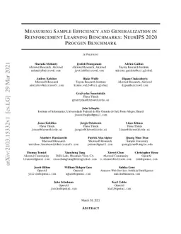 Measuring Sample Efficiency and Generalization in Reinforcement Learning
  Benchmarks: NeurIPS 2020 Procgen Benchmark