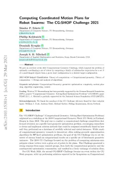 Computing Coordinated Motion Plans for Robot Swarms: The CG:SHOP
  Challenge 2021