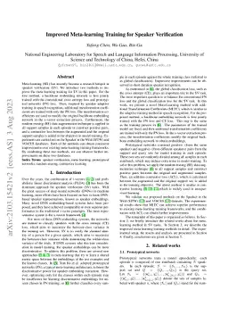 Improved Meta-Learning Training for Speaker Verification