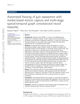Automated freezing of gait assessment with marker-based motion capture
  and multi-stage spatial-temporal graph convolutional neural networks