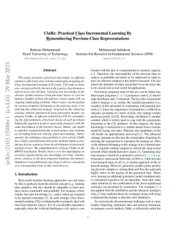 ClaRe: Practical Class Incremental Learning By Remembering Previous
  Class Representations