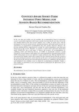 Context-aware short-term interest first model for session-based
  recommendation
