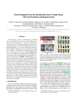 Cloth-Changing Person Re-identification from A Single Image with Gait
  Prediction and Regularization