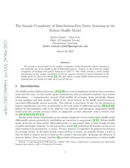 The Sample Complexity of Distribution-Free Parity Learning in the Robust
  Shuffle Model