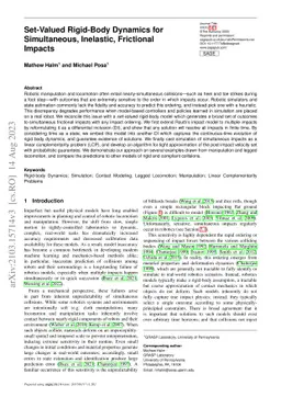 Set-Valued Rigid Body Dynamics for Simultaneous, Inelastic, Frictional
  Impacts