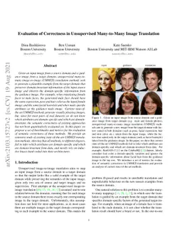 Evaluation of Correctness in Unsupervised Many-to-Many Image Translation