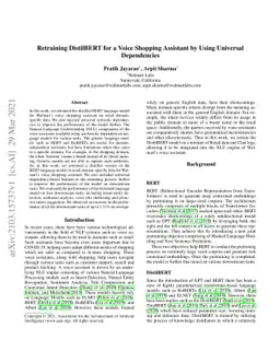 Retraining DistilBERT for a Voice Shopping Assistant by Using Universal
  Dependencies