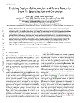 Enabling Design Methodologies and Future Trends for Edge AI:
  Specialization and Co-design