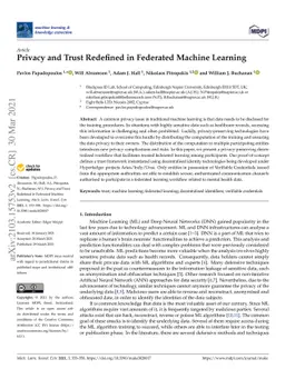 Privacy and Trust Redefined in Federated Machine Learning