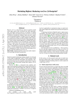 Shrinking Bigfoot: Reducing wav2vec 2.0 footprint