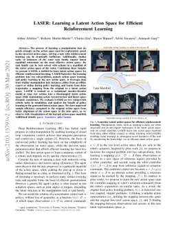 LASER: Learning a Latent Action Space for Efficient Reinforcement
  Learning