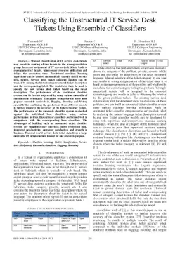 Classifying the Unstructured IT Service Desk Tickets Using Ensemble of
  Classifiers