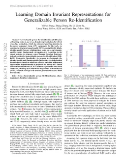 Learning Domain Invariant Representations for Generalizable Person
  Re-Identification