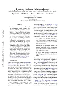 Transformer visualization via dictionary learning: contextualized
  embedding as a linear superposition of transformer factors