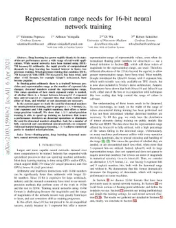 Representation range needs for 16-bit neural network training