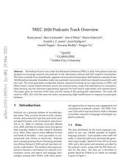 TREC 2020 Podcasts Track Overview