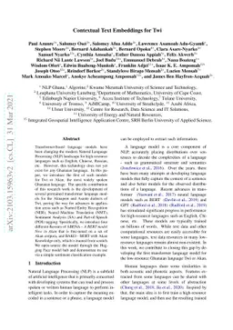 Contextual Text Embeddings for Twi