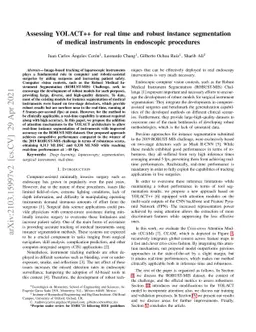 Assessing YOLACT++ for real time and robust instance segmentation of
  medical instruments in endoscopic procedures