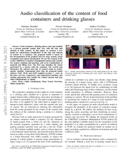 Audio classification of the content of food containers and drinking
  glasses
