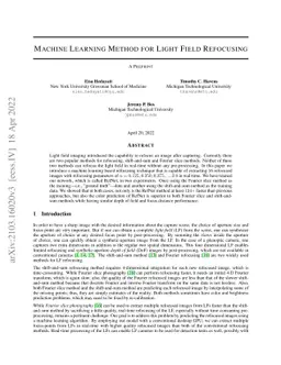 Machine learning method for light field refocusing