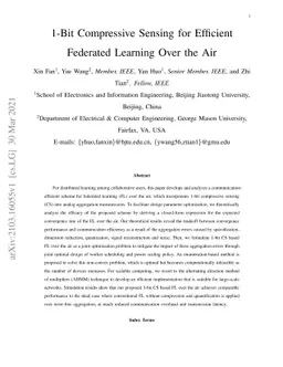 1-Bit Compressive Sensing for Efficient Federated Learning Over the Air
