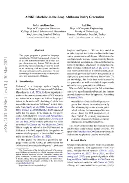 AfriKI: Machine-in-the-Loop Afrikaans Poetry Generation