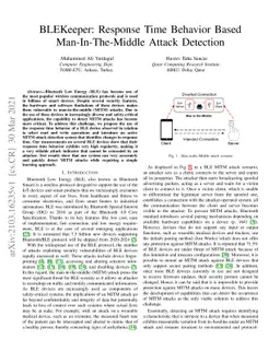 BLEKeeper: Response Time Behavior Based Man-In-The-Middle Attack
  Detection