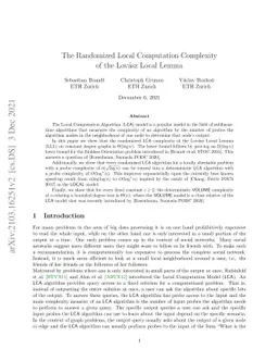 The randomized local computation complexity of the Lovász local lemma